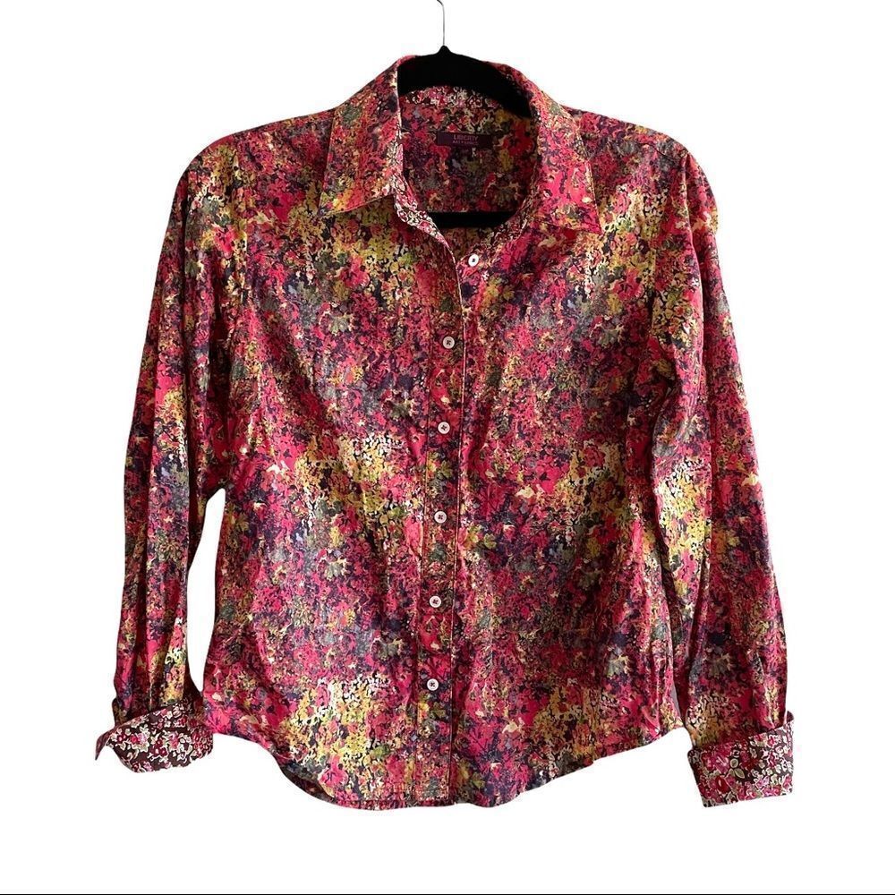 Liberty Art Fabrics Floral Print Button Down Shirt Blouse Small Cotton